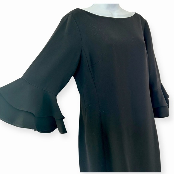 LAUREN RALPH LAUREN Flutter Sleeve Black Sheath Dress Size 10 - Picture 3 of 10